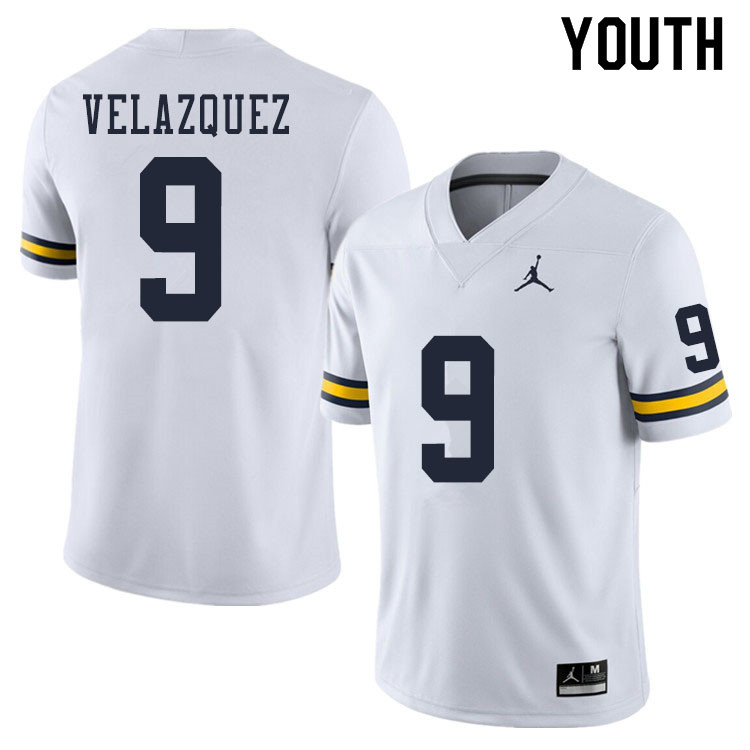 Youth #9 Joey Velazquez Michigan Wolverines College Football Jerseys Sale-White